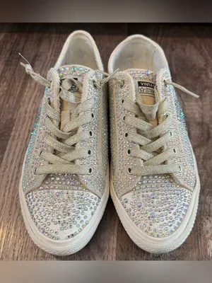 Vintage Havana Jenny Rhinestone Lace Up Sneakers Sparkle 8.5 Gold Rhinestones thumbnail 3