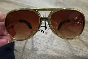 Gold Aviator Sunglasses with Brown Lenses thumbnail 1