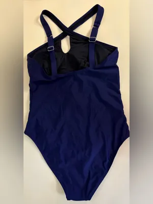 NWT Cupshe Navy One-Piece Swimsuit with Cross Straps Medium thumbnail 5