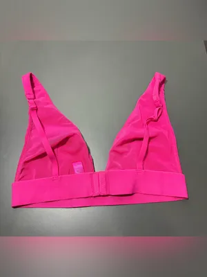 SKIMS Ribbed Cotton Blend Plunge Pink Bralette thumbnail 4