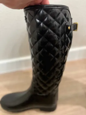Black Quilted Hunter Rain Boots thumbnail 7