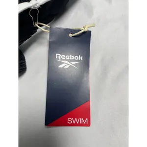 Reebok Womens Ribbed Bikini Bottom Black White High Leg Sporty Swim Size‎ L NEW thumbnail 6