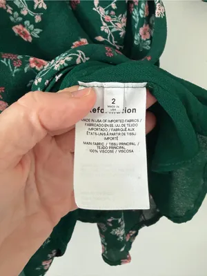 Reformation Juni Long Sleeve Emerald Green Floral Mini Dress Boho Cottage Core 2 thumbnail 6