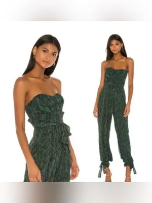 Michael Costello x REVOLVE Jumpsuit Gwendolyn Green Snakeskin size medium thumbnail 2
