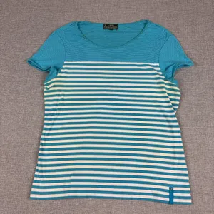 Lauren Ralph Lauren T-Shirt Womens Medium Blue Striped Mesh Active Athletic Top thumbnail 1