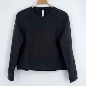 Lululemon On Track Crew Sweatshirt Size 8 Black Pullover Athleisure Sporty thumbnail 5
