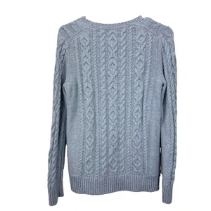 LL Bean Gray Double L Mixed Cable Cotton Crew Neck Pullover Sweater Size SMALL thumbnail 6