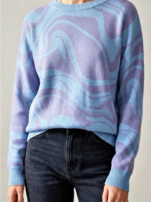 Hollister Textured Knit Crew Neck Sweater Blue & Purple Medium thumbnail 1