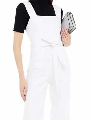 Alice + Olivia Jeans Denim Vintage Sugar White Flare SLV Jumpsuit $485 XS 24 thumbnail 9