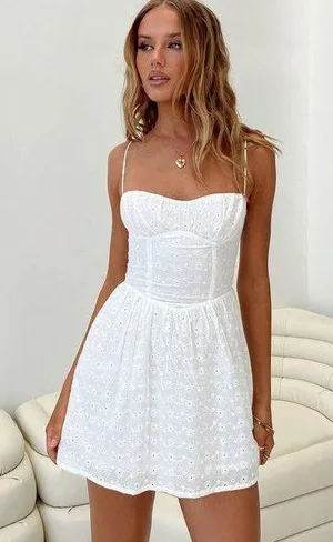 Princess Polly Mckilah Mini Dress White Floral Eyelet thumbnail 1
