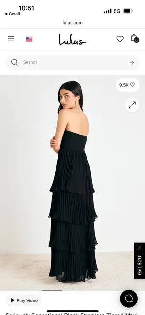 Lulus Seriously Sensational Black Strapless Tiered Maxi Dress thumbnail 3