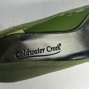 Coldwater Creek Olive Green Rhinestone Bow Peep Toe Kitten Heel Pumps 9M thumbnail 6