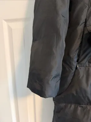 Via Spiga Women’s XS Black Long Hooded Puffer Coat Faux Fur Trim thumbnail 3