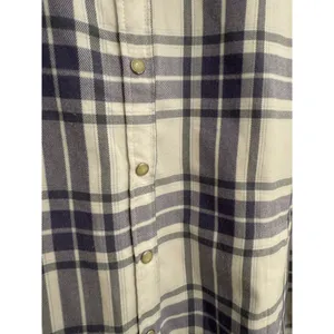 Womens‎ Flannel Snap Front Shirt Blue White Fleece thumbnail 5