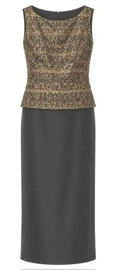 Vintage Jessica Howard Mock 2 Piece Maxi Dress‎ Metallic Brocade Black Gold 10 thumbnail 1
