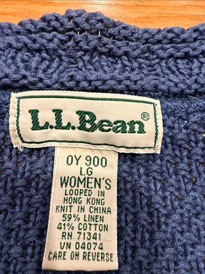 L.L.Bean linen blend button cardigan sweater size large . Blue thumbnail 2