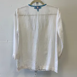 Lilly Pulitzer Amelia Island Tunic White Embroidered Beaded Sequin Small Boho‎ thumbnail 2