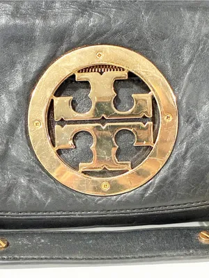 Tory Burch Black Flap Leather Shoulder Bag Gold Hardware Chain Link thumbnail 2