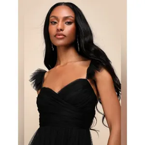 Lulus Pure Radiance Black Mesh Swiss Dot Tier Maxi Dress Size medium Whimsigoth thumbnail 3