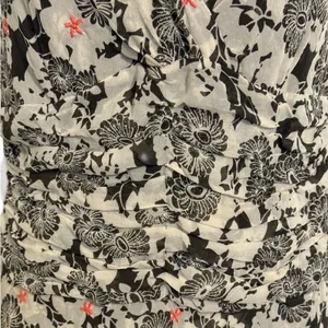 NOUGAT London 100% Silk Floral‎ Ruched Midi Dress Brown Cream Coral Dress EUC 2 thumbnail 4