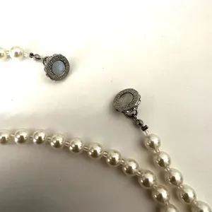 Faux pearl necklace with rhinestone magnetic clasp thumbnail 6