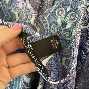Victoria’s Secret Deep V Satin Lace Paisley Print Slip Dress Intimates Sz Medium thumbnail 3