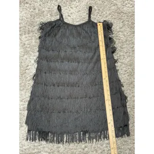 Dreamgirl Black Flapper Fringe Mini Dress Party Dance Women’s Size L thumbnail 8
