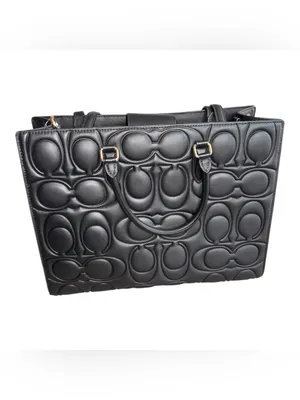 NWT Coach Maggie Large Tote Bag In Signature Leather Black 100% Authentic thumbnail 5