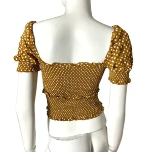 River‎ Island shirred polka dot square neck crop top 8 milkmaid cottage thumbnail 3