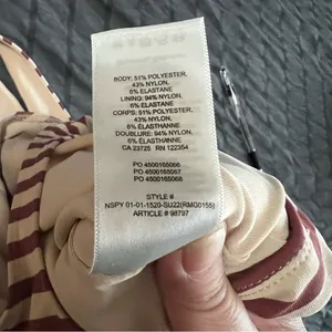 Babaton Aritzia Contour Striped Mauve Cream Double V-Neck‎ G String Bodysuit thumbnail 10