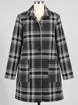 Philosophy Republic Clothing Grey Plaid Longline Blazer Coat Large Single Button thumbnail 1