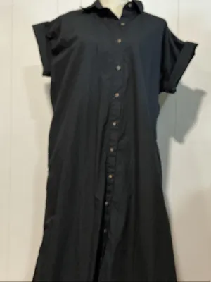 LOFT Black Maxi Shirt Dress thumbnail 3