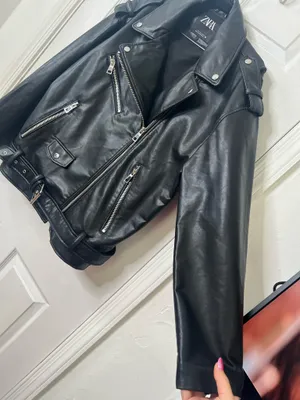 Zara Faux Leather Moto Jacket Biker Grunge Streetwear Belted Black Size L thumbnail 7