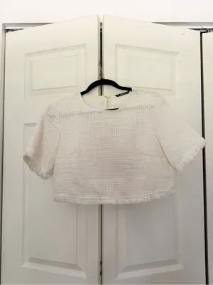SHEIN White Tweed Skirt Set Frayed Hem Button Detail Preppy Girly Set Medium thumbnail 5