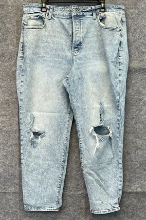 OLD NAVY Jeans Women's Size 18 Blue Denim Distressed OG High‎ Rise Straight Leg thumbnail 1