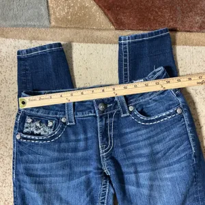 Miss Me Buckle Exclusive Skinny Jeans Womens 28 Blue Dark Wash Embellished Y2K thumbnail 3