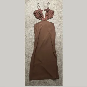 NWT Abercrombie & Fitch Chocolate Brown Satin Maxi thumbnail 2