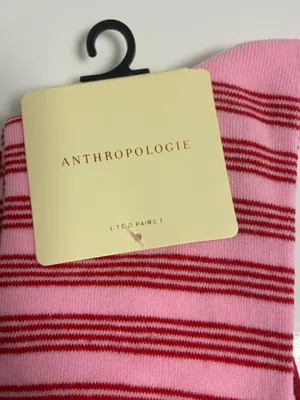 Anthropologie Striped and Solid crew socks (red/pink striped) New thumbnail 6