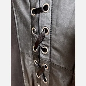 Boston Proper Black Leather Ribbon Tie Back Dress Size 6 Vintage Y2K thumbnail 5