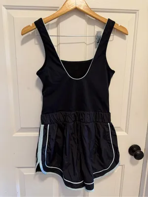 FP Movement Free People Varsity Blues Runsie Black Combo Size Medium thumbnail 3