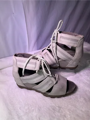 Sorel Beige Lace-Up Wedge Sandals thumbnail 3