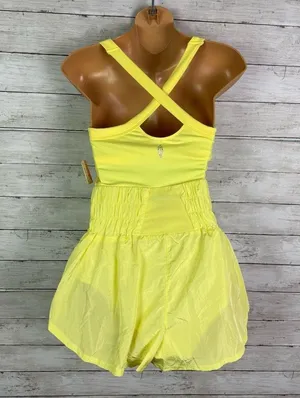 Free People FP Movement Way Home Skort Romper Lemon Verbana Size Small thumbnail 4