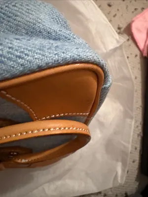 Denim & Tan Mini Satchel Handbag - Stylish Women's Purse Burberry thumbnail 4
