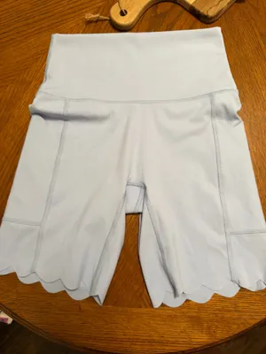 Aerie Buttery soft pastel blue scalloped biker shorts thumbnail 2