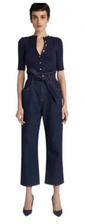 3x1‎ Kelly Paperbag Waist Dark Denim Crop Jeans Size 32 thumbnail 1