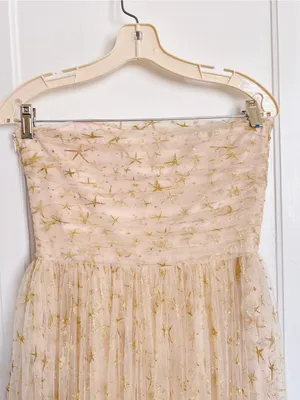 Joanna August • BHLDN Brenda Long Star Gown strapless champagne tulle glitter thumbnail 14