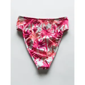 Shade & Shore Womens Pink Tropical Palm High Waist Bikini Bottom Medium NWT thumbnail 2