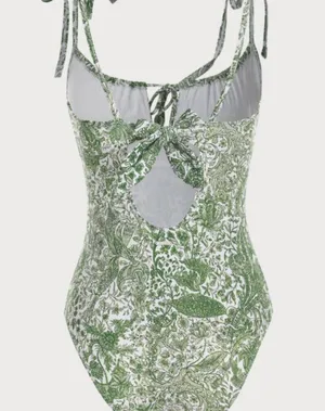 BERLOOK Retro Floral Drawstring Ruched One-Piece Swimsuit 48 thumbnail 7