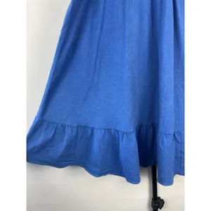 Zara Linen Blend Blue Ruffle Hem Mini Strappy Halter Casual Dress Size‎ M thumbnail 5