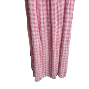 Playa Lucila Pink Check Gingham Empire Slit Maxi Slip Dress Picnic Preppy XS thumbnail 3